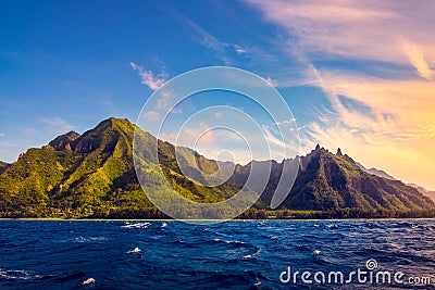 Dramatic landscape of Na Pali coast, Kauai, Hawaii Stock Photo