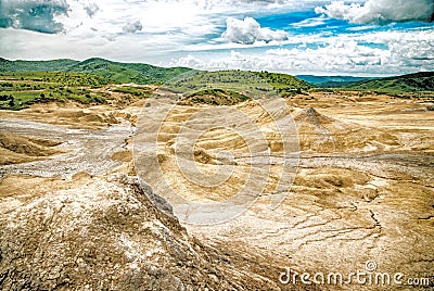 Dramatic landscape near paclele mari romania, vulcanii noroiosi natural reserve, buzau county, romania Stock Photo