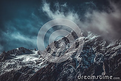 Dramatic landscape of rugged mountains Stock Photo