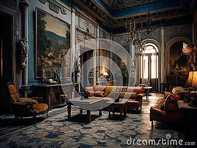 dramatic mediterranian interior AI Generative Photo Stock Photo