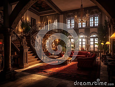 dramatic mediterranian interior AI Generative Photo Stock Photo