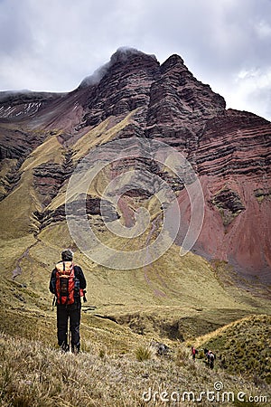 Dramatic mountain scenery on the Ancascocha Trek between Cusco and Machu Picchu Editorial Stock Photo