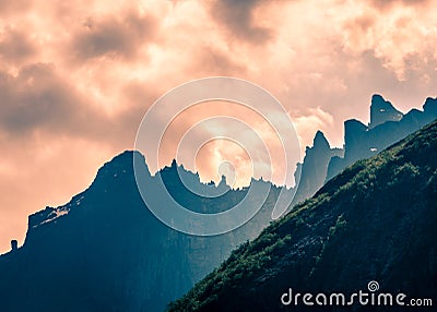 Dramatic mountain silhouette Stock Photo