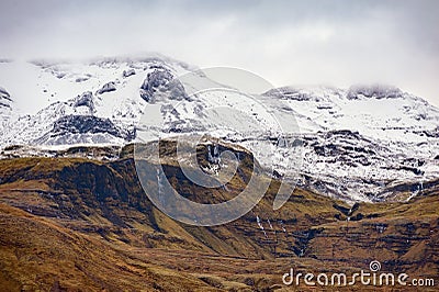 Dramatic nature with snowy mountains Stock Photo