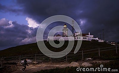 Old lighthouse at Cabo da Roca, Portugal Editorial Stock Photo
