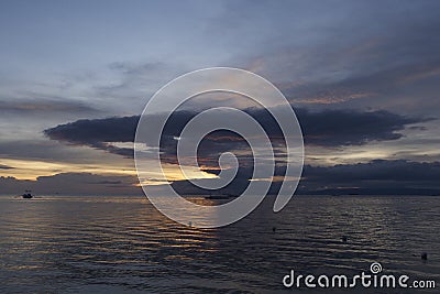 Dramatic Nuclear Explosion like Cloud over Filipino Sunset off Panglao Island, Philippines Stock Photo