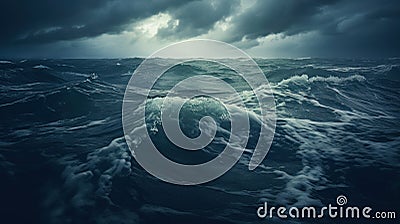 Dramatic Ocean Waves Under Stormy Skies Stock Photo