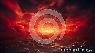 dramatic orange and red clouds, sunrise heaven background Stock Photo