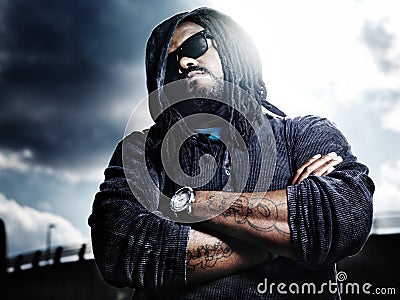 Dramatic portrait of serious african man. Stock Photo