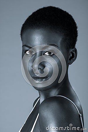 Dramatic portrait of young African American woman Stock Photo