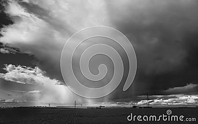 Dramatic rain or hail cloud over a field in Isle of Thanet, Kent Stock Photo