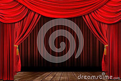 Dramatic red old fashioned elegant theater stage Stock Photo