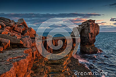 Dramatic rocky coastline in Portland, Dorset England Stock Photo