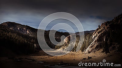 Dramatic Rocky Mountain Landscape at Sunset Stock Photo