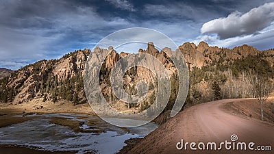 Dramatic Rocky Mountain Landscape at Sunset Stock Photo