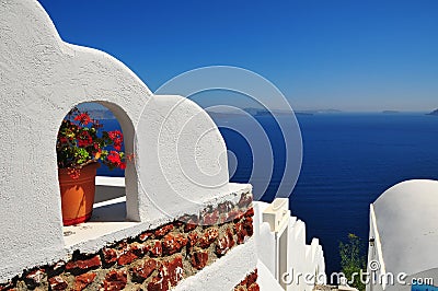 Dramatic sea panorama in Santorini, Greece Stock Photo