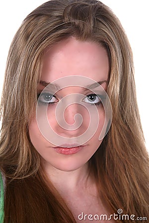 Dramatic young woman's face and head Stock Photo