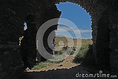 Dramatic sillouette of ruined buliding Stock Photo
