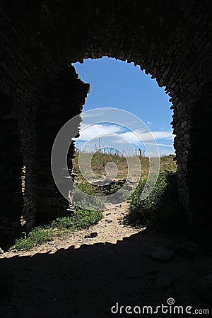 Dramatic sillouette of ruined buliding Stock Photo