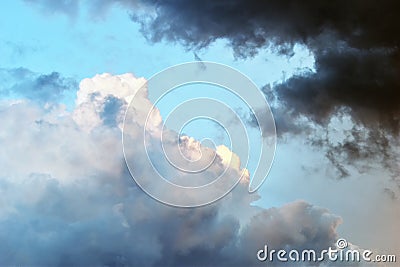 Dramatic sky with clouds and sun Stock Photo