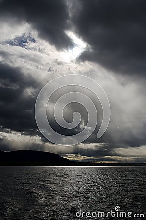 Dramatic sky over Last Hope Sound Stock Photo