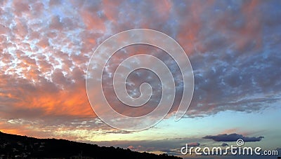 Dramatic Sky Sunset Clouds Scenery Background Stock Photo