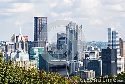 Dramatic Skyline of Downtown above the Monongahela River in Pitt Editorial Stock Photo