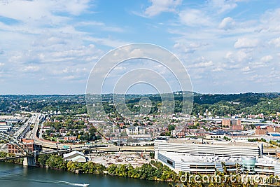 Dramatic Skyline of Downtown above the Monongahela River in Pitt Editorial Stock Photo