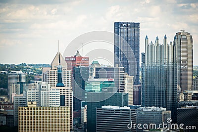 Dramatic Skyline of Downtown above the Monongahela River in Pitt Editorial Stock Photo