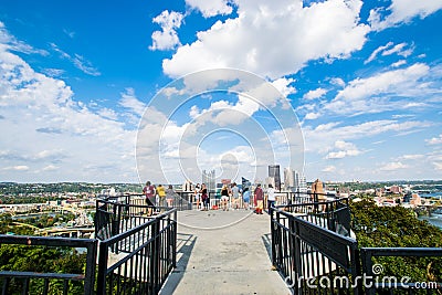 Dramatic Skyline of Downtown above the Monongahela River in Pitt Editorial Stock Photo