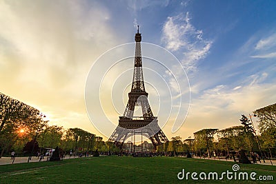 Dramatic spring sunset Eiffel Stock Photo