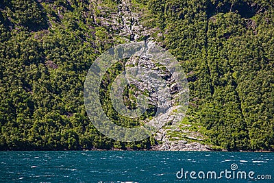 Dramatic sunny and beauty landscape at Hjorundfjord, Norway Stock Photo