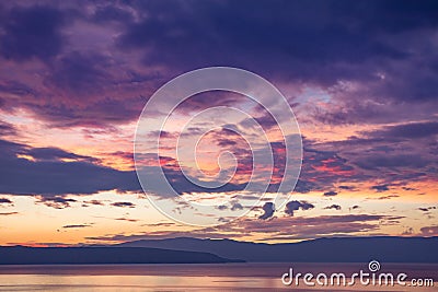 Dramatic sunset over Kvarner bay Stock Photo