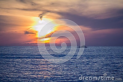 Dramatic sunset at San Clemente beach, California Stock Photo