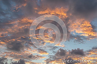 Dramatic Sunset Sky in blues and orange Stock Photo