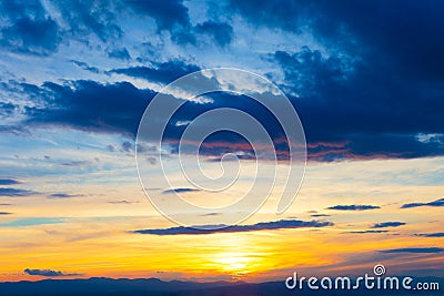 Dramatic sunset sky with clouds Stock Photo