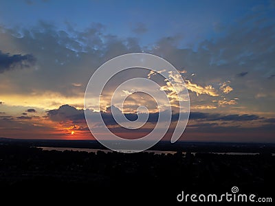 Dramatic Sunset after the storm in Laval, Quebec Stock Photo