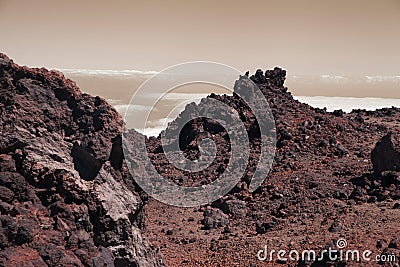 Dramatic surface of red planet Mars Stock Photo