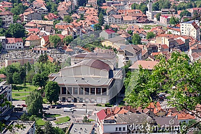 Dramatic Theatre - landmark attraction in Brasov, Romania; picture taken from Tampa Mountain Editorial Stock Photo