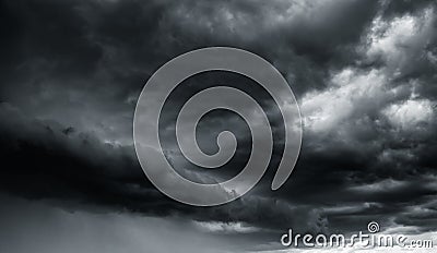 Dramatic thunder storm clouds at dark sky Stock Photo