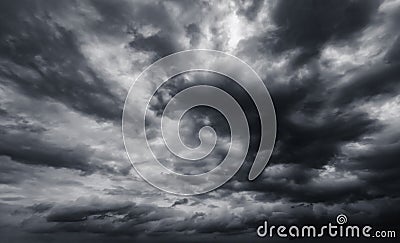 Dramatic thunderstorm clouds background at moody sky Stock Photo