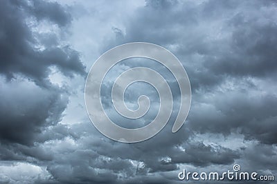 Dramatic thunderstorm clouds on the thundering sky before a storm. Stock Photo