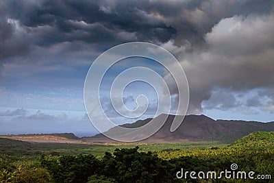 Dramatic view active volcano in Tanna island Stock Photo