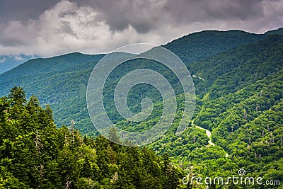 Dramatic view of the Appalachian Mountains from Newfound Gap Road, at Great Smoky Mountains National Park, Tennessee. Stock Photo