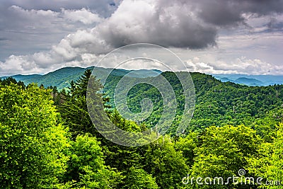 Dramatic view of the Appalachian Mountains from Newfound Gap Road, at Great Smoky Mountains National Park, Tennessee. Stock Photo