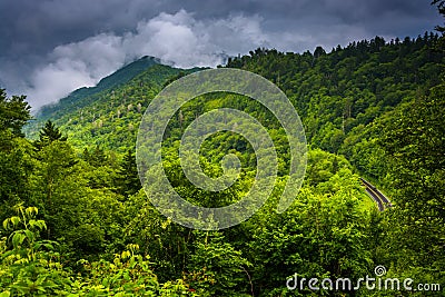 Dramatic view of the Appalachian Mountains from Newfound Gap Road, at Great Smoky Mountains National Park, Tennessee. Stock Photo