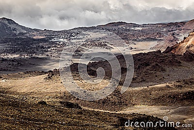 Dramatic view of desolated land of Tongariro National Park resembling Mordor from Lord of The Rings Stock Photo