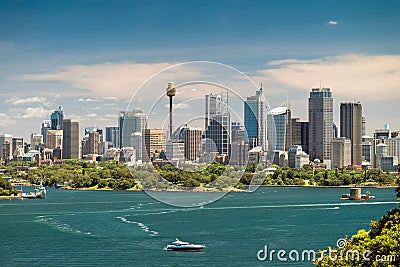 Dramatic view at Sydney city urban skyline Stock Photo