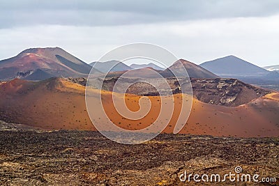 Dramatic view of Timanfaya national park Stock Photo