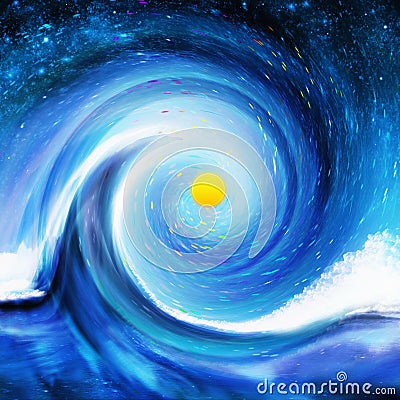 Dramatic wave in the space Stock Photo